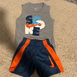 Nike Gray Tank with Navy and Orange Shorts